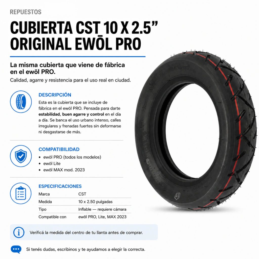 Cubierta Para Monopatín Scooter Eléctrico Cst 10x2,50