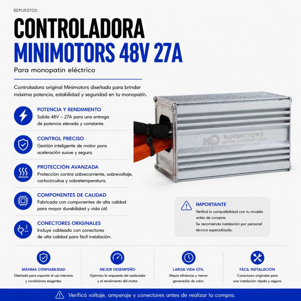 Controladora Minimotors Monopatín 48v 27a - Ewol Pro
