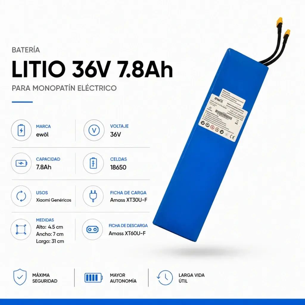 Batería Litio Monopatín Eléctrico 36v 7.8ah